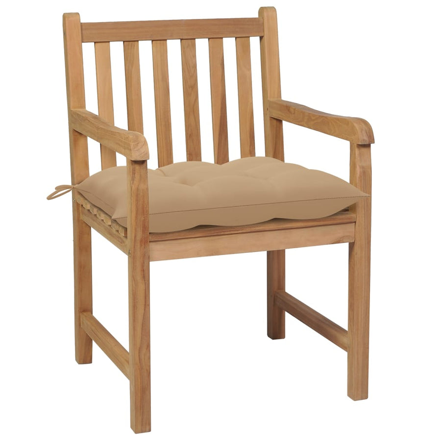 Tuinstoelen 8 St Met Beige Kussens Massief Teakhout