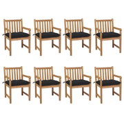 8 garden chairs with black cushions solid teak wood