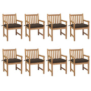 Garden chairs 8 pcs with taupe cushions solid teak