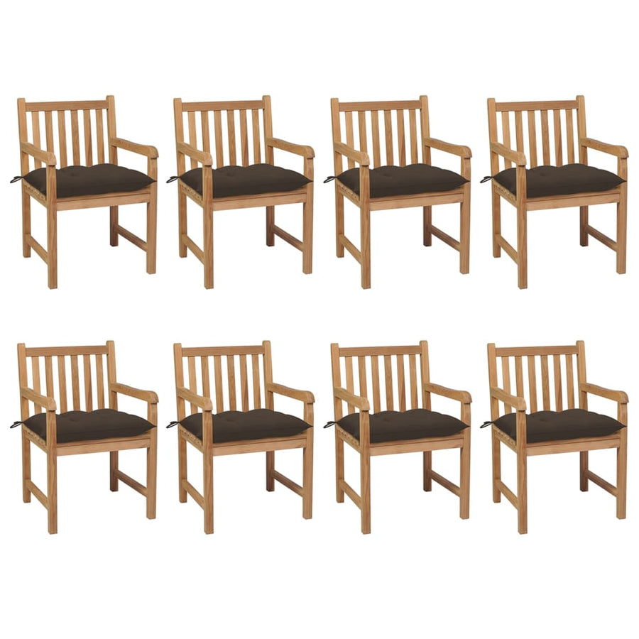 Tuinstoelen 8 St Met Taupe Kussens Massief Teakhout 1