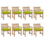 Tuinstoelen 8 st massief teakhout heldergroen