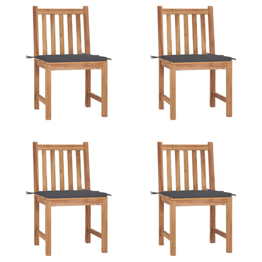 Tuinstoelen 4 St Met Kussens Massief Teakhout Antraciet
