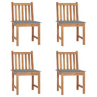 Tuinstoelen 4 st massief teakhout met kussens