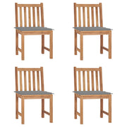 Tuinstoelen 4 st massief teakhout met kussens
