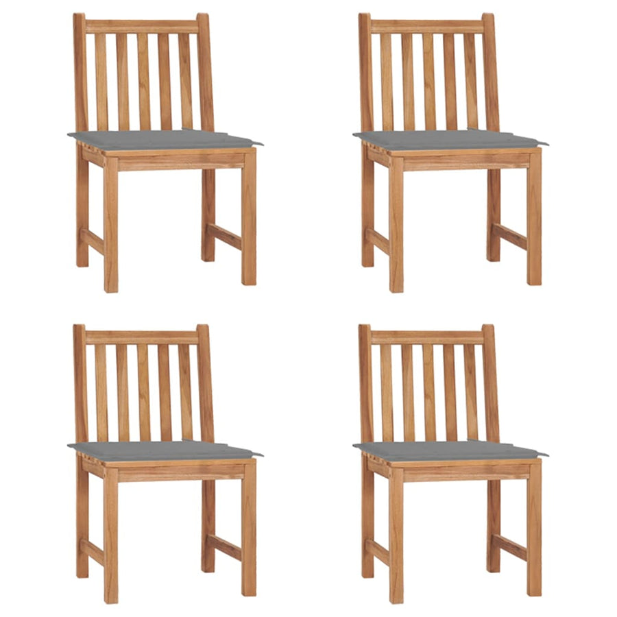Tuinstoelen Met Kussens Massief Teakhout 4 Grijs
