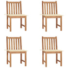 Garden chairs 4 pcs with cushions solid teak