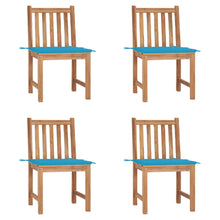 Tuinstoelen Met Kussens Massief Teakhout 4 Blauw