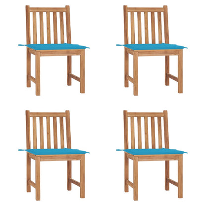Tuinstoelen Met Kussens Massief Teakhout 4 Blauw