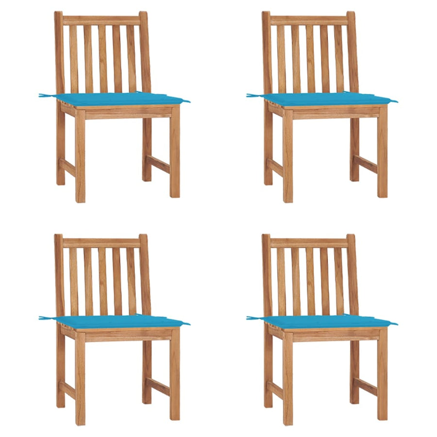 Tuinstoelen Met Kussens Massief Teakhout 4 Blauw