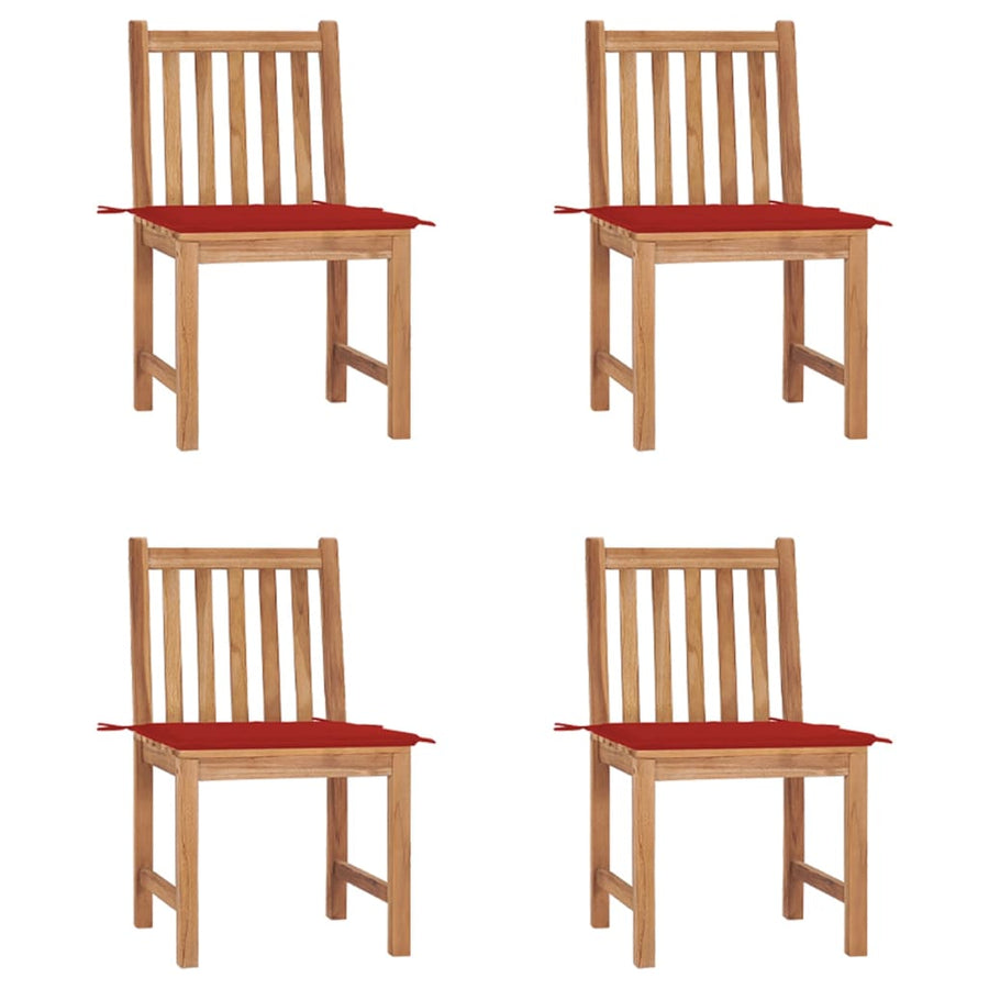 Tuinstoelen 4 St Met Kussens Massief Teakhout Rood