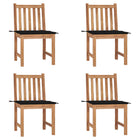 Garden chairs 4 pcs with cushions solid teak