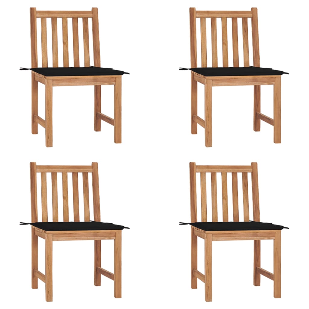 Tuinstoelen 4 St Met Kussens Massief Teakhout 1 Zwart