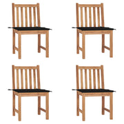 Tuinstoelen 4 st massief teakhout met kussens