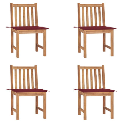 Tuinstoelen Met Kussens Massief Teakhout 4 Wijnrood