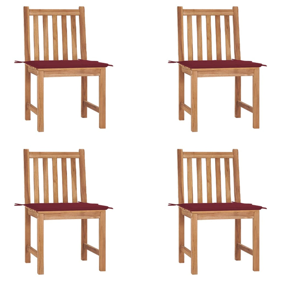 Tuinstoelen Met Kussens Massief Teakhout 4 Wijnrood