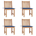 Garden chairs 4 pcs with cushions solid teak