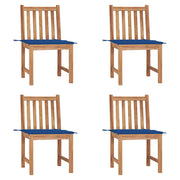 Tuinstoelen 4 st massief teakhout met kussens
