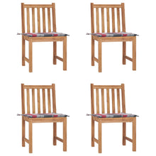 Tuinstoelen Met Kussens Massief Teakhout 4 Rood ruitpatroon