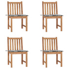 Garden chairs 4 pcs with cushions solid teak