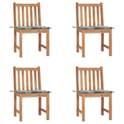 Tuinstoelen 4 st massief teakhout met kussens