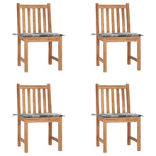 Tuinstoelen Met Kussens Massief Teakhout 4 Grijs ruitpatroon