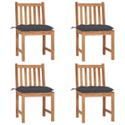 Garden chairs 4 pcs with cushions solid teak