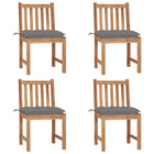 Garden chairs 4 pcs with cushions solid teak