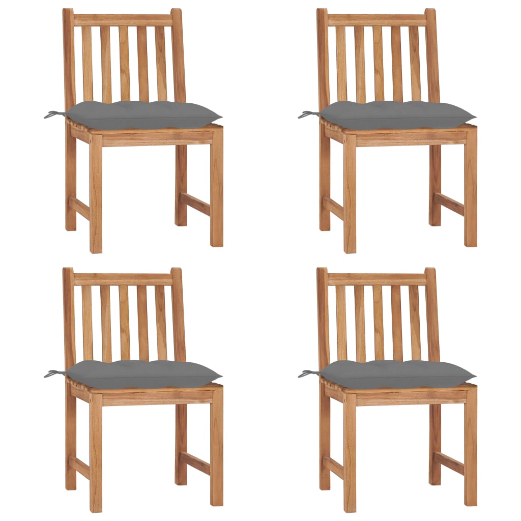 Tuinstoelen 4 St Met Kussens Massief Teakhout Grijs
