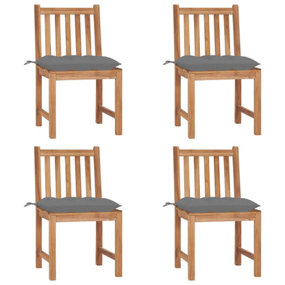 Tuinstoelen 4 St Met Kussens Massief Teakhout Grijs