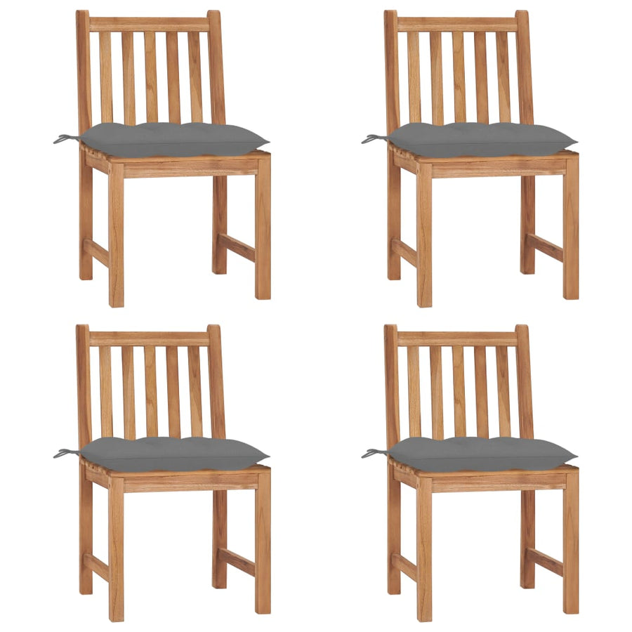 Tuinstoelen 4 St Met Kussens Massief Teakhout Grijs
