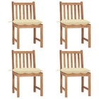 Garden chairs 4 pcs with cushions solid teak