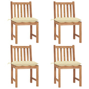 Garden chairs 4 pcs with cushions solid teak