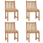 Garden chairs 4 pcs with cushions solid teak
