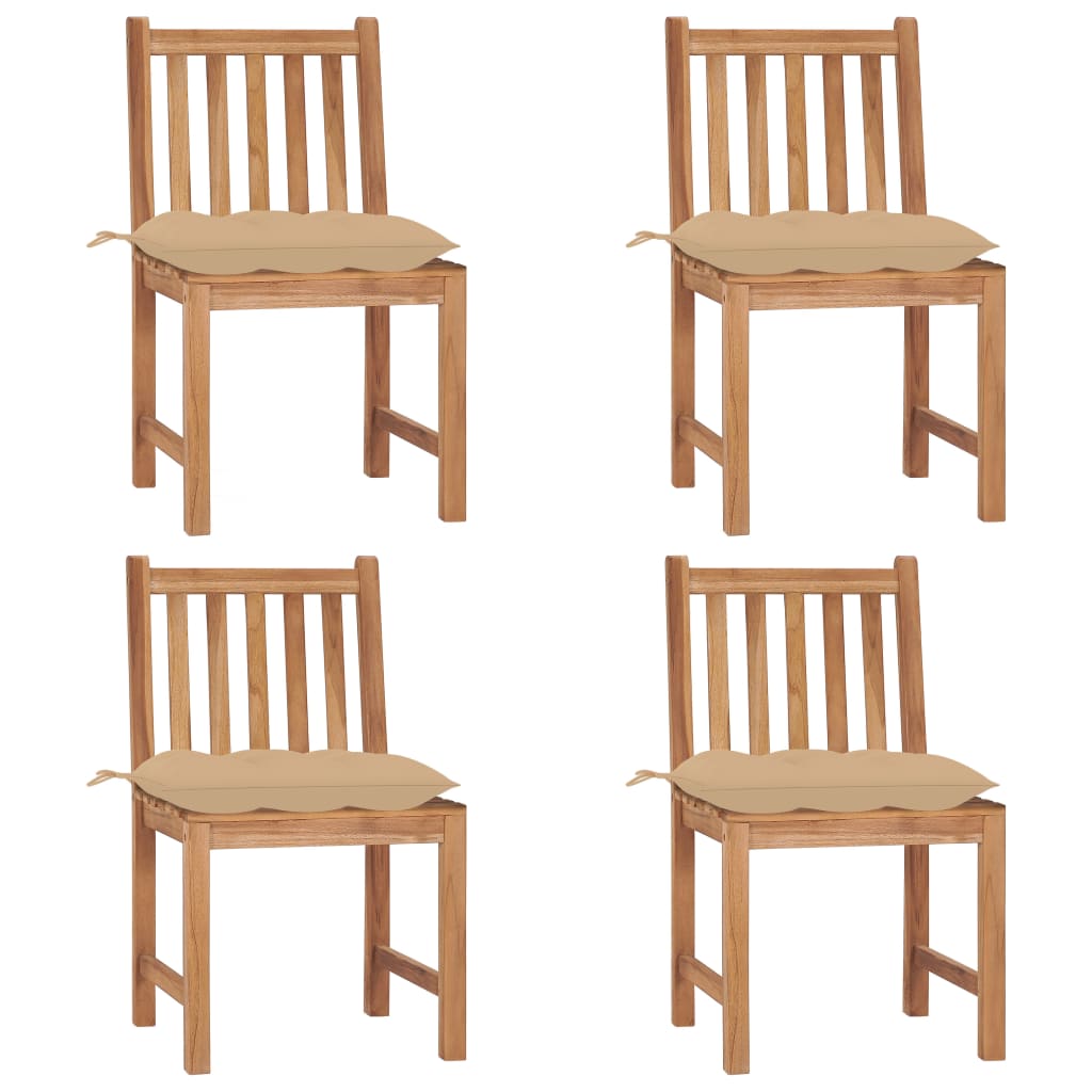Tuinstoelen 4 St Met Kussens Massief Teakhout Beige