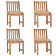 Garden chairs 4 pcs with cushions solid teak