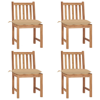 Tuinstoelen 4 St Met Kussens Massief Teakhout Beige