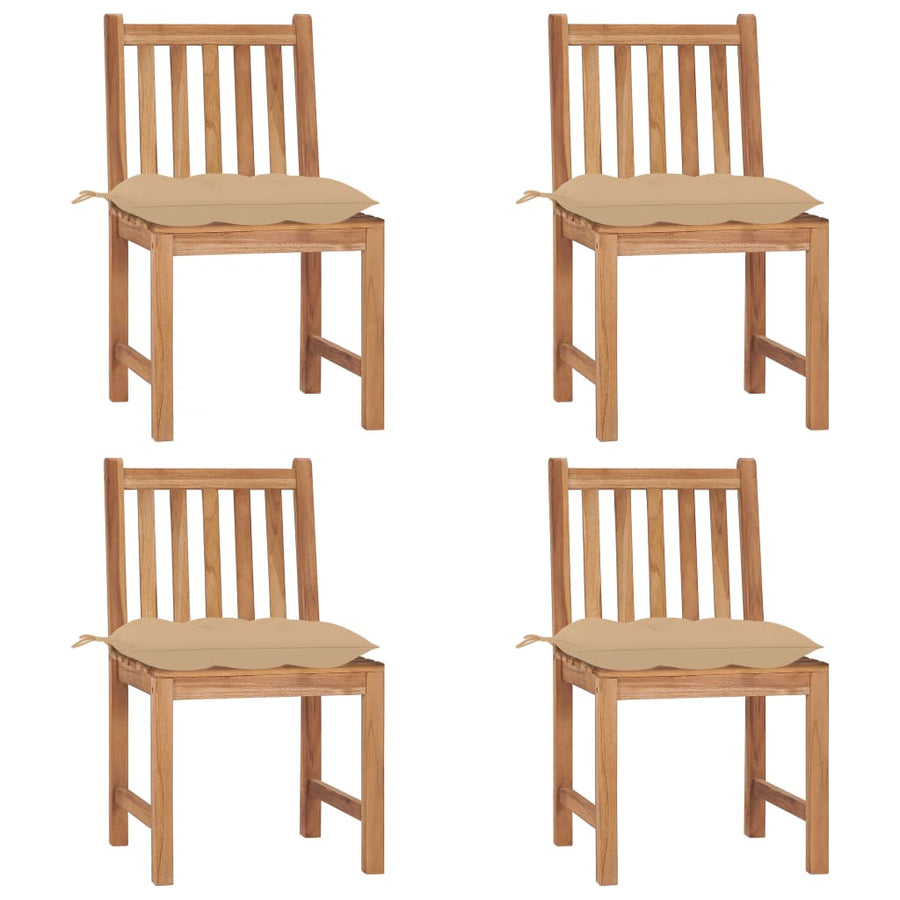 Tuinstoelen 4 St Met Kussens Massief Teakhout Beige