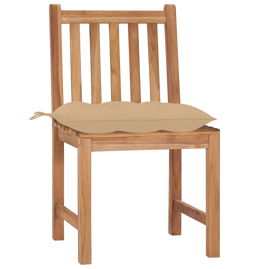 Tuinstoelen 4 St Met Kussens Massief Teakhout Beige