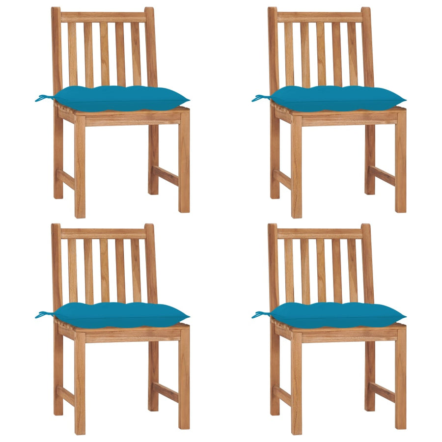 Tuinstoelen Met Kussens Massief Teakhout 4 lichtblauw
