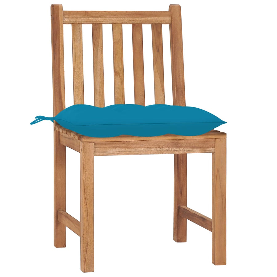 Tuinstoelen Met Kussens Massief Teakhout 4 lichtblauw