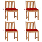 Tuinstoelen 4 st massief teakhout met kussens