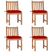 Garden chairs 4 pcs with cushions solid teak