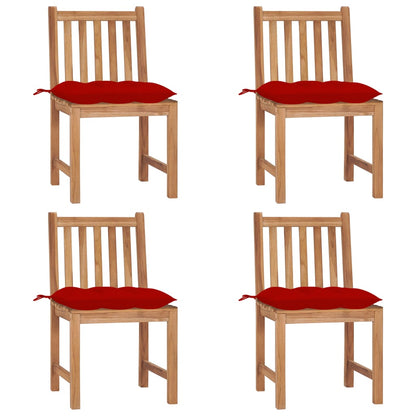 Tuinstoelen 4 St Met Kussens Massief Teakhout Rood