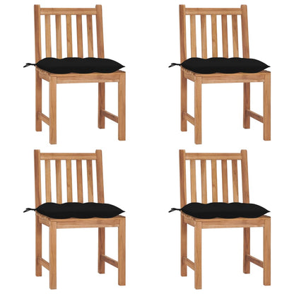 Tuinstoelen Met Kussens Massief Teakhout 4 Zwart