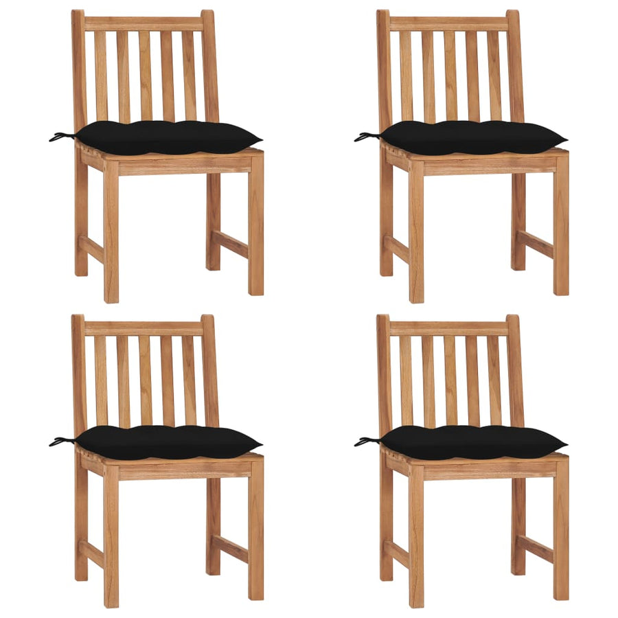 Tuinstoelen Met Kussens Massief Teakhout 4 Zwart