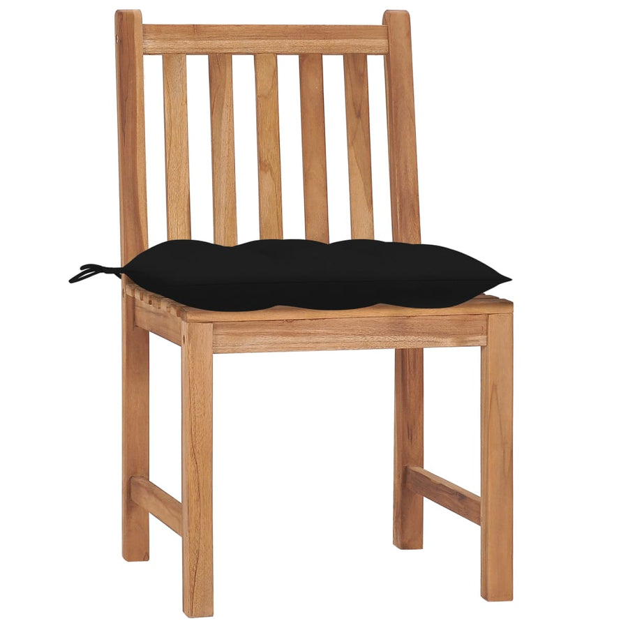 Tuinstoelen Met Kussens Massief Teakhout 4 Zwart