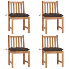 Tuinstoelen 4 st massief teakhout met kussens
