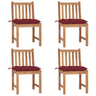 Garden chairs 4 pcs with cushions solid teak