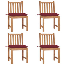 Tuinstoelen 4 St Met Kussens Massief Teakhout Wijnrood