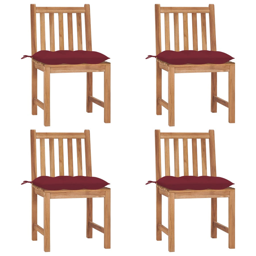 Tuinstoelen 4 St Met Kussens Massief Teakhout Wijnrood